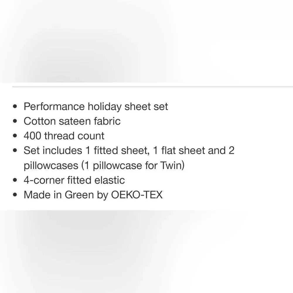 New Full 400 Thread Ct Christmas Holiday Performance Sheet Set Winter Threshold